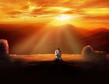 Sunset, Miscellanea, Miscellaneous, Man, Vera, Belief, Prayer HD wallpaper