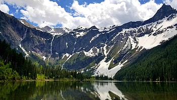 Glacier National Park, Montana, clouds, sky, water, mountains, usa, reflections HD wallpaper