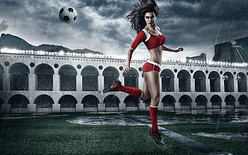 Brasil World Cup 2014, ball, red, world, girl, cup, brasil, 2014, woman HD wallpaper