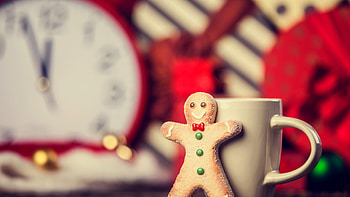 Gingerbread and white, Mug food blurred, , Mug HD wallpaper