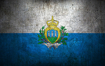 San Marino metal flag, grunge art, European countries, Day of San Marino, national symbols, San Marino flag, metal flags, Flag of San Marino, Europe, San Marino HD wallpaper