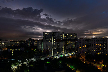 Cities, Building, Lights, Night City, Apartments HD wallpaper