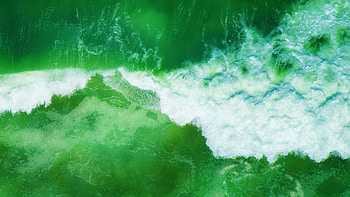 Ocean tides, sea waves, green, Honor Magicbook, stock HD wallpaper