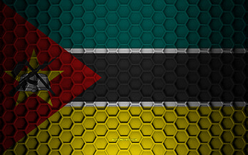 Mozambique flag, 3d hexagons texture, Mozambique, 3d texture, Mozambique 3d flag, metal texture, flag of Mozambique HD wallpaper