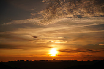 Nature, Sunset, Sky, Sun, Clouds, Hills HD wallpaper