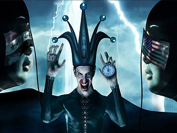 Ship of Fools, lightning, joker, watch, mountains, flags HD wallpaper