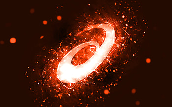 ASICS orange logo, , orange neon lights, creative, orange abstract background, ASICS logo, fashion brands, ASICS HD wallpaper