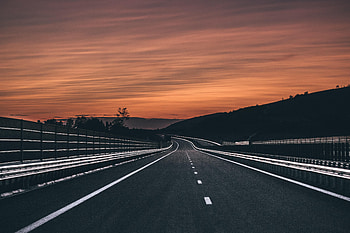 Nature, Sunset, Horizon, Road, Markup, Asphalt HD wallpaper