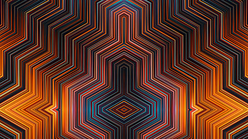 Geometric, orange, red, blue, symmetry HD wallpaper