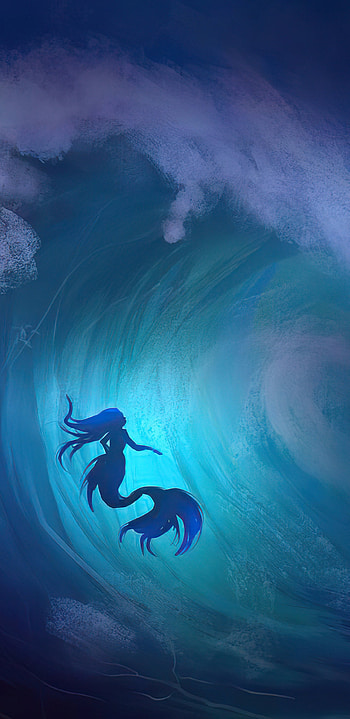 Mermaid tsunami, Samsung Galaxy HD phone wallpaper