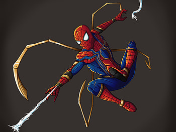 Spider Man Iron Suit , spiderman, superheroes, artwork, digital-art, art HD wallpaper