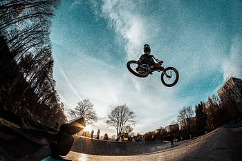 Sports, Sky, Helmet, Bicycle, Cyclist, Trick HD wallpaper