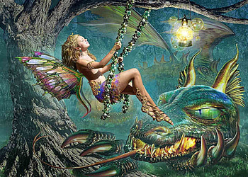 Dragon Friend, dragon, girl, tree, friends HD wallpaper