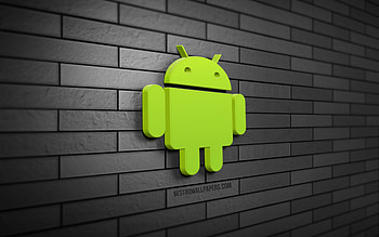 Android 3D logo, , gray brickwall, creative, OS, Android logo, 3D art, Android HD wallpaper