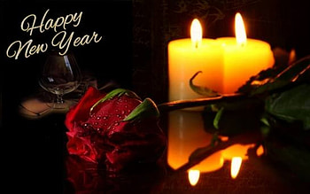 Happy New Year, candles, beautiful, roses HD wallpaper