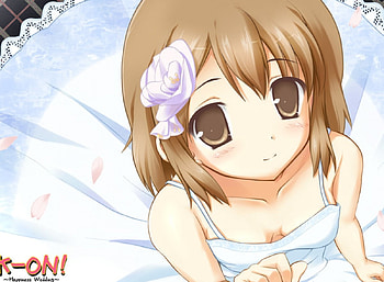 Yui Hirasawa, anime, yui, blushing, dress, k-on HD wallpaper