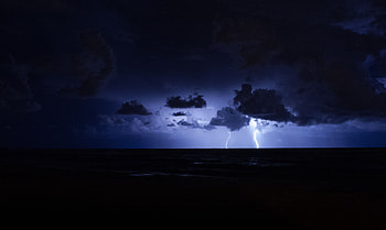 Sky, Night, Lightning, Horizon, Dark, Storm, Thunderstorm HD wallpaper
