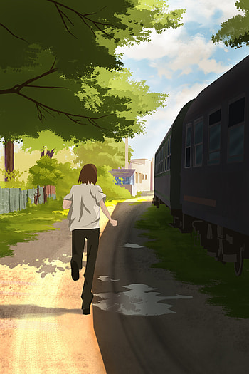 Art, Road, Human, Person, Train, Back HD phone wallpaper