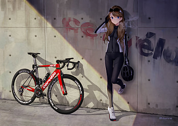 Anime Girl With Bike , anime-girl, anime, artist, artwork, digital-art, bicycle HD wallpaper
