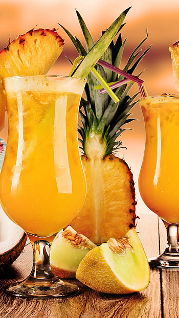 Pineapple and melon, Juice HD phone wallpaper