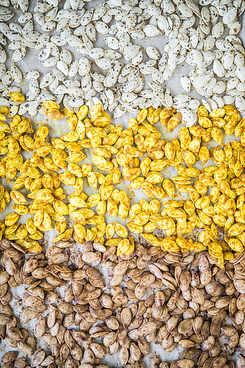 Baked pumpkin seeds, Flavorful variations, Healthy snack, Culinary creativity HD phone wallpaper