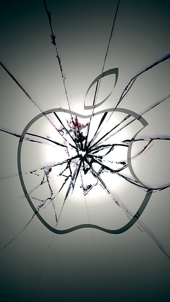 Damage Display, Apple Logo, Cracked Screen HD phone wallpaper