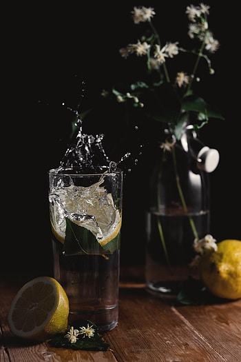 Flowers, Food, Spray, Glass, Lemon HD phone wallpaper