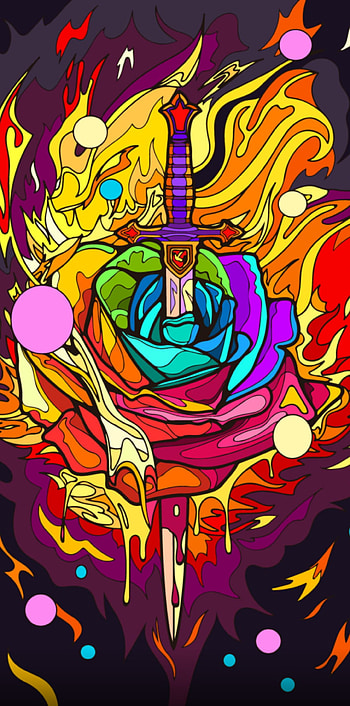 Sword Rose, art, drawing HD phone wallpaper