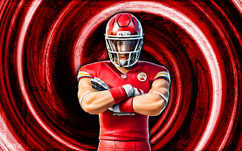 Kansas City Chiefs, red grunge background, Fortnite, vortex, Fortnite characters, Kansas City Chiefs Skin, Fortnite Battle Royale, Kansas City Chiefs Fortnite HD wallpaper