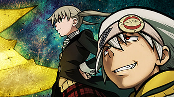 Soul Eater - Maka and Soul With Evil Crescent Moon background, Soul Evans, Maka Albarn, Anime HD wallpaper