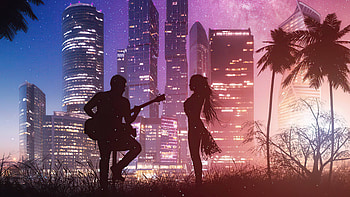 Music For You, couple, love, guitar, artist, artwork, digital-art HD wallpaper