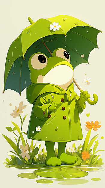 Keroppi Spring Rain for !, Anime, sanrio, keroppi, frog, cartoon HD phone wallpaper