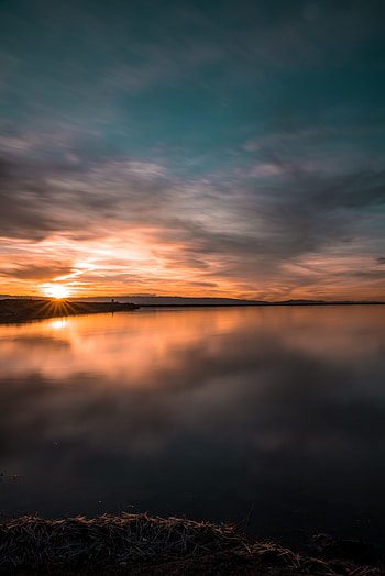 Nature, Sunset, Sky, Horizon, Lake HD phone wallpaper