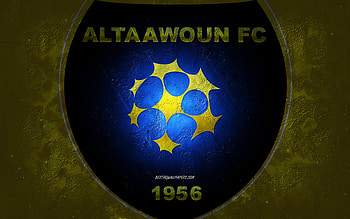 Al Taawon FC, Saudi Arabia football team, yellow background, Al Taawoun FC logo, grunge art, Saudi Pro League, Buraidah, football, Saudi Arabia, Al Taawoun FC emblem HD wallpaper