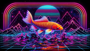 Vibrant Koi Fish Neon Art, koi, neon art, retrowave, digital illustration HD wallpaper