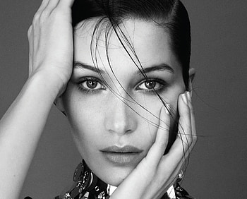 Bella Hadid, Black and white model, Hands and face portrait, Stunning resolution HD wallpaper