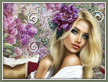 Flower in her Hair, girl, flowers, hair, woman HD wallpaper