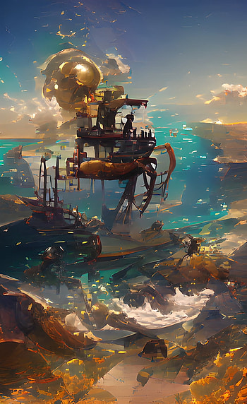Steampunk, cloud, sky, art, ocean, nature, underwater, water, sea HD phone wallpaper