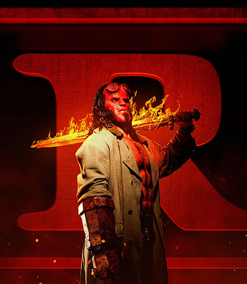 Hellboy, movie, sword fire, 2019 HD phone wallpaper