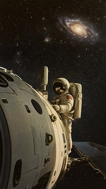 Galactic EVA: Deep Space , Astronaut, Spacecraft, Galaxy HD phone wallpaper
