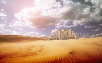 Landscape, Cities, Sky, Art, Desert HD wallpaper