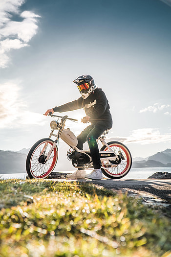 Motorcycles, Beams, Rays, Helmet, Bike, Human, Person, Bicycle HD phone wallpaper
