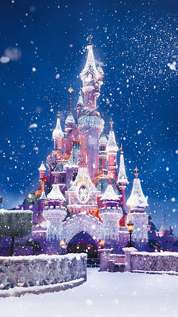 Disney Castle Christmas Lights Snow Android .jpg HD phone wallpaper