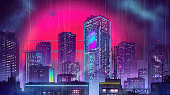 Three Mesmerizing Moons Illuminate The Futuristic Cityscape, synthwave, scifi, city, artist, artwork, digital-art, artstation HD wallpaper