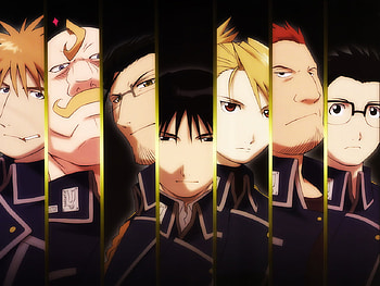 Riza Hawkeye, Anime, Fullmetal Alchemist, Alex Louis Armstrong, Heymans Breda, Jean Havoc, Kain Fuery, Maes Hughes, Roy Mustang HD wallpaper