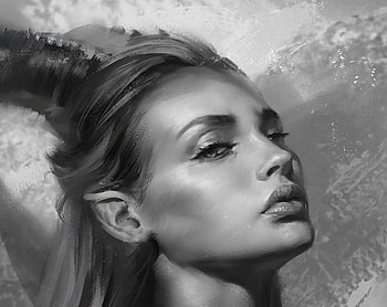 Maleficent, white, black, frumusete, horns, art, bw, girl, fairy, fantasy, luminos, aleksei vinogradov, draw HD wallpaper