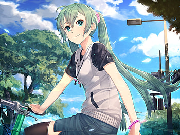 Hatsune miku, cycle ride, long hair, beautiful HD wallpaper