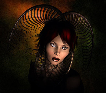 Distraction, black, fantasy, red, beauty, dark, female HD wallpaper