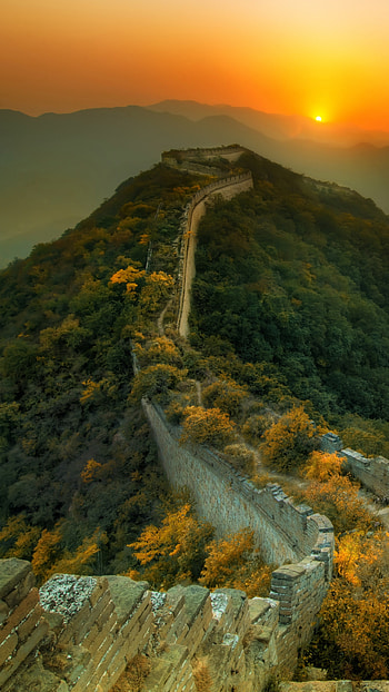 Travel , Great Wall sunset, Tourism in China, Breathtaking view HD phone wallpaper