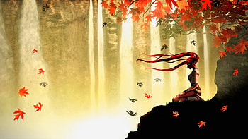 autumn meditation anime 1920 x 1080 full HD wallpaper